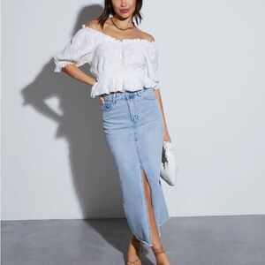 Vici Rizz Denim Maxi Skirt